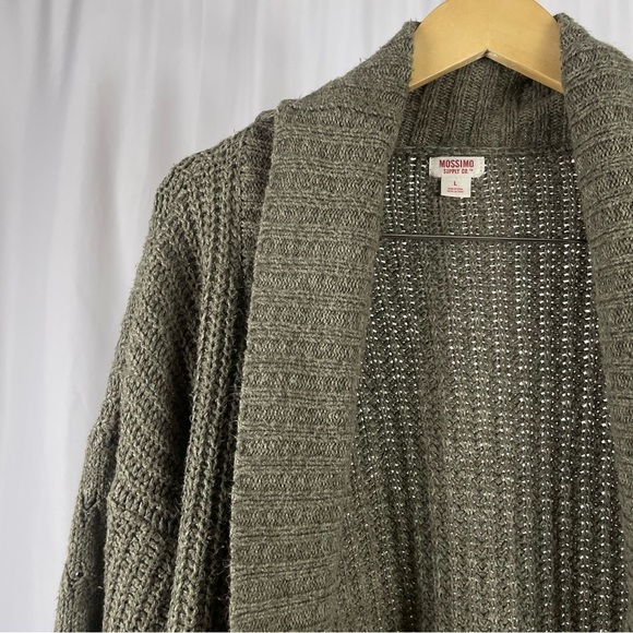 Mossimo Large Olive Green Cable Knit Cardigan Sweater Shawl Collar Boho Grandpa - Picture 5 of 5